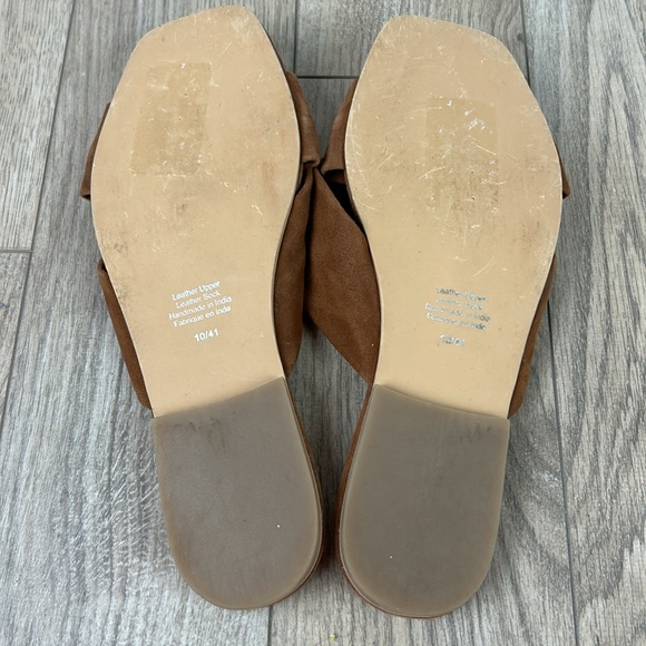 Perfect JEFFREY CAMPBELL Cognac Suede Slide Flat Sandals 10 - Picture 4 of 5